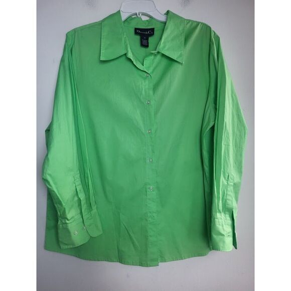 NWT Denim & Co Women Green Cotton/Spandex Button Down Blouse size 1X - Picture 1 of 8